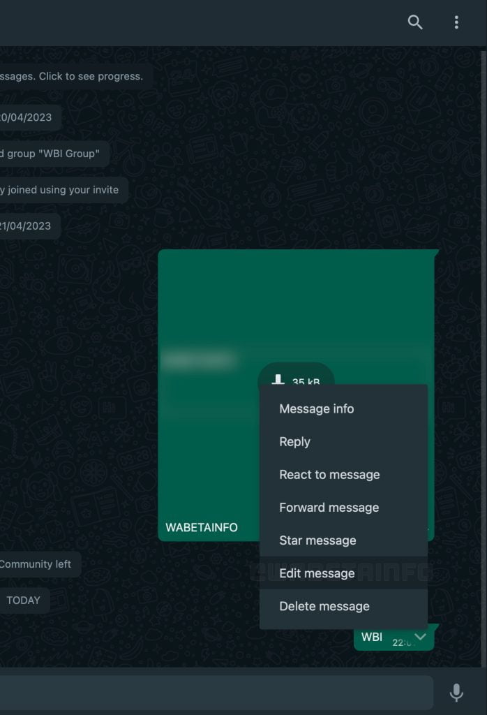 edit messages on WhatsApp web