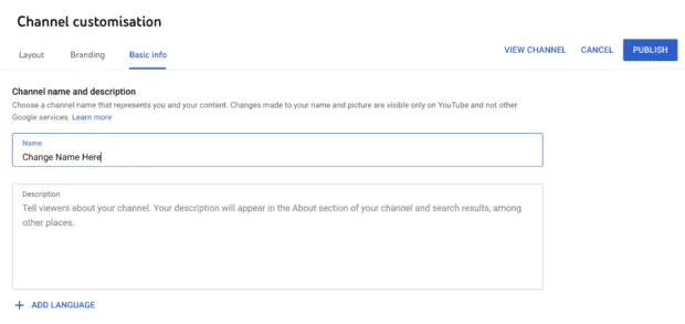 Change Youtube Channel Name on Desktop