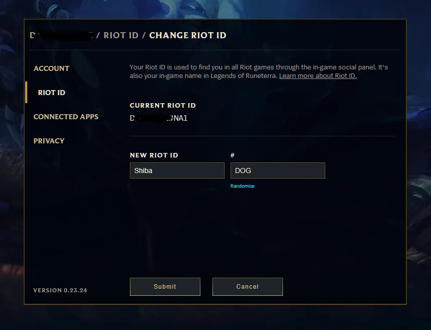 Change the name in VALORANT RIOT ID