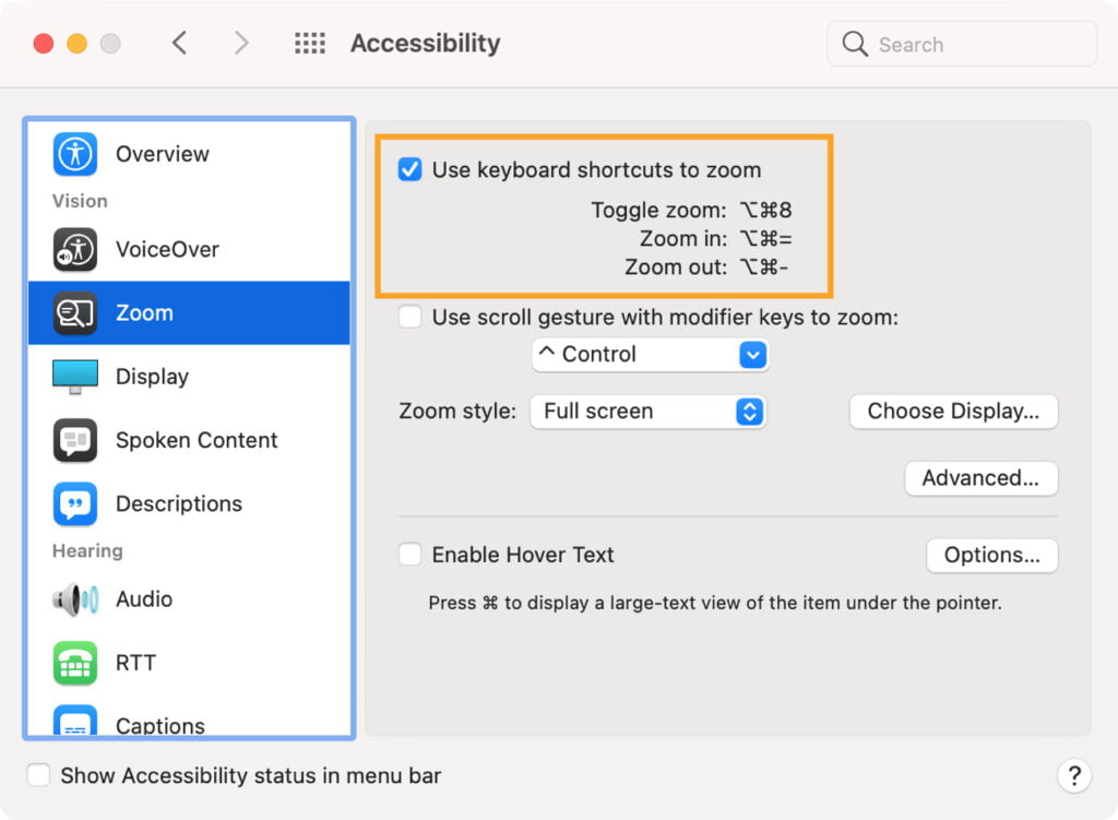 Enable and Use Accessibility Zoom on Mac