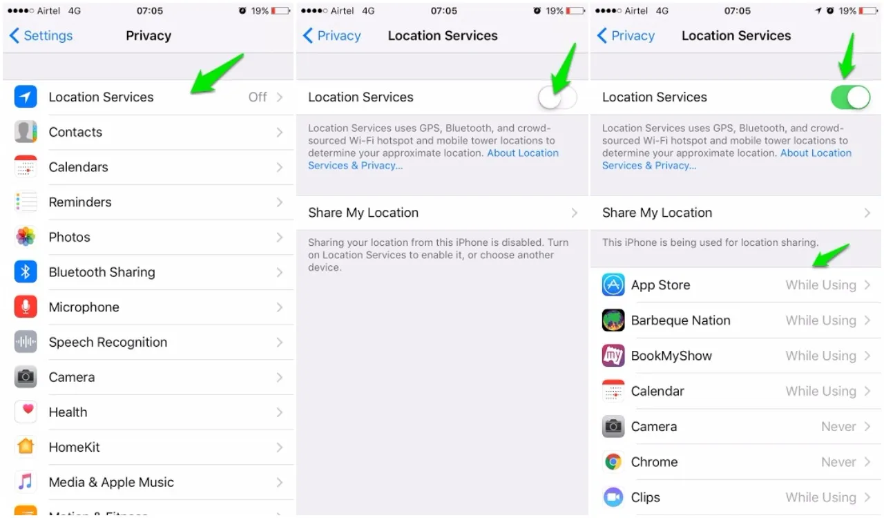 Enable Location Services on iPhone