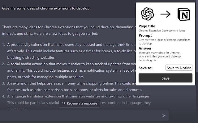 ChatGPT to Notion 