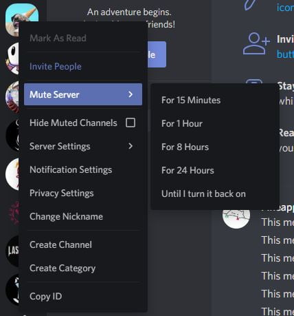 Mute a Server on Discord
