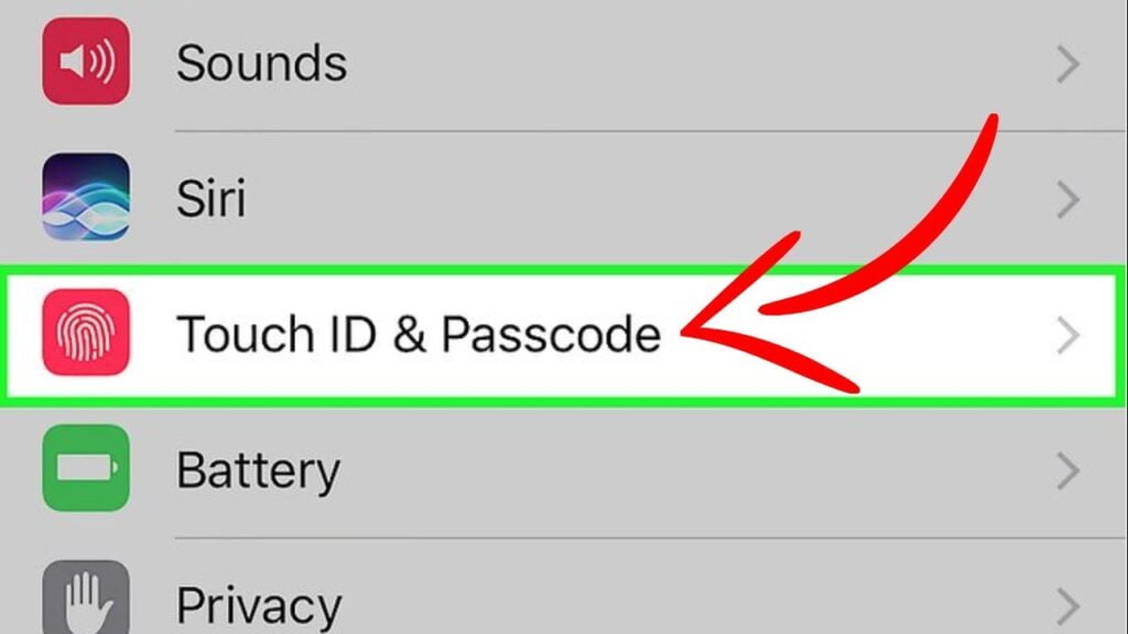 Tap on Face ID & Passcode & Touch ID Passcode