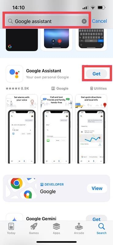 Install Google Assistant App iphone