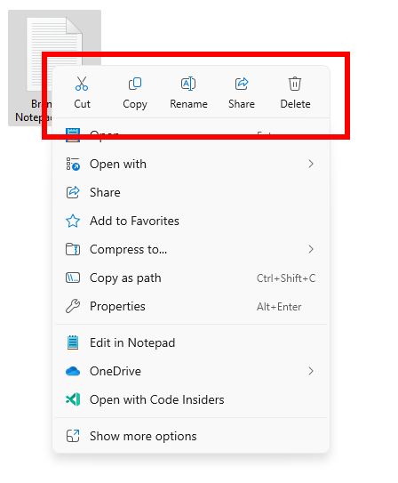 Tags added to previously untagged actions in the File Explorer context menu