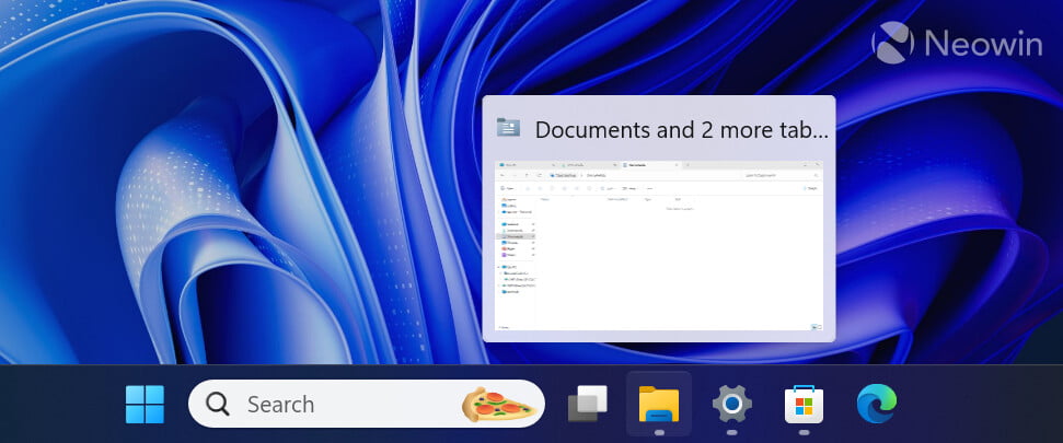 Improved thumbnails in the taskbar in Windows 11 build 26052