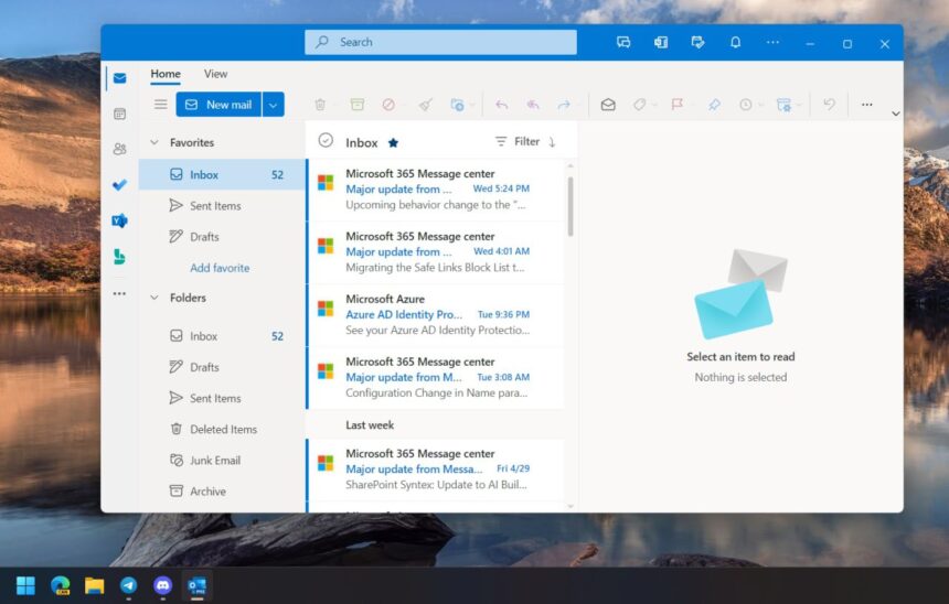 App Search bar in Outlook