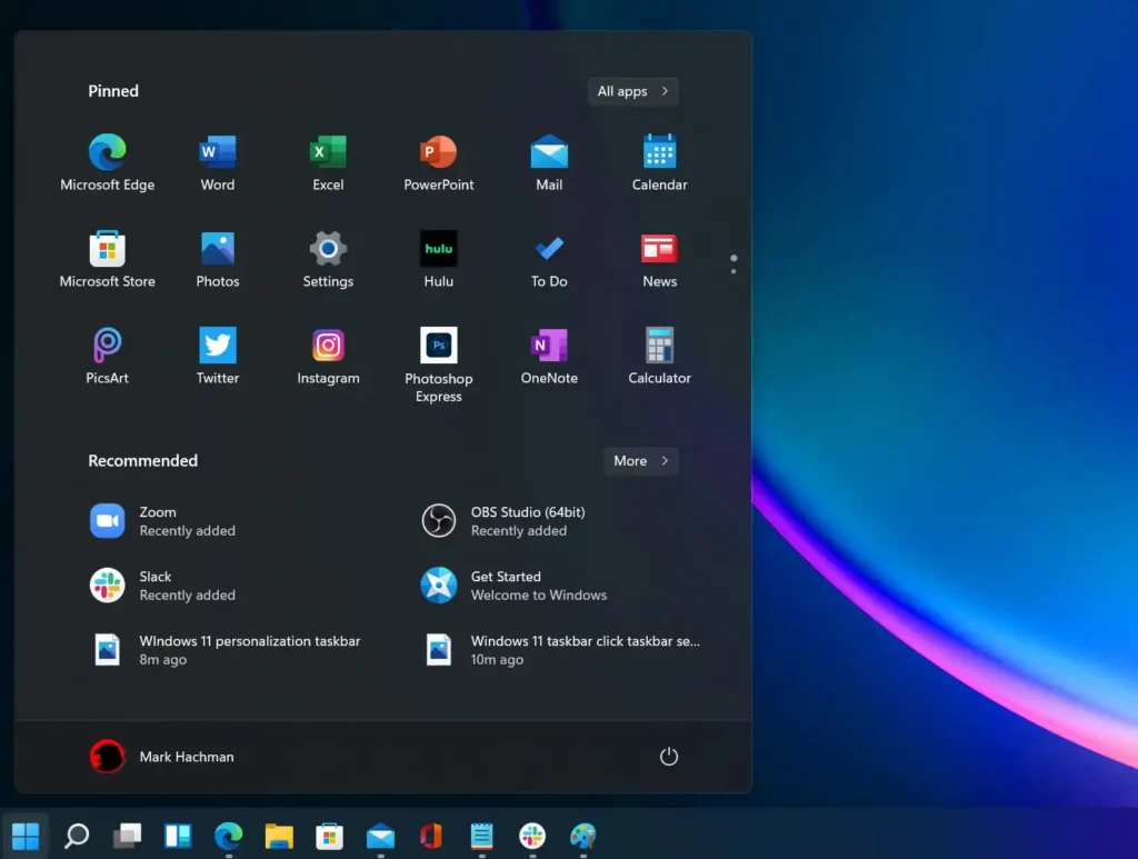 Put the start menu to the left of the taskbar