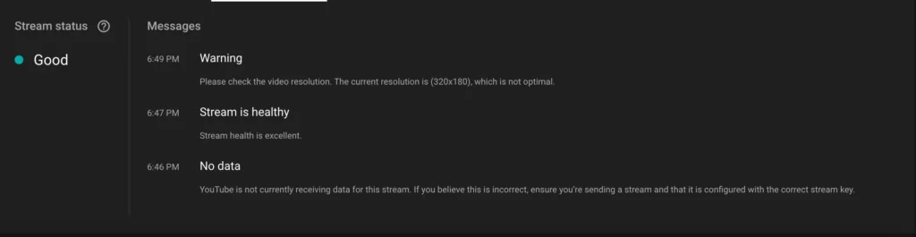 Stream health warnings Youtube
