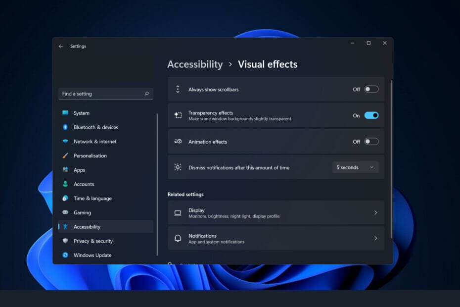 Disable visual effects and animations Windows 11