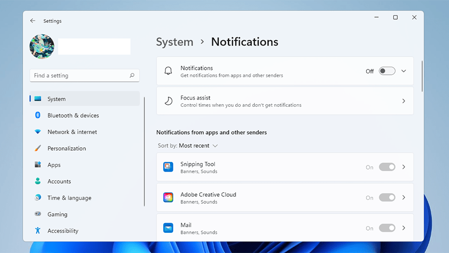 Turn off notifications for programs.