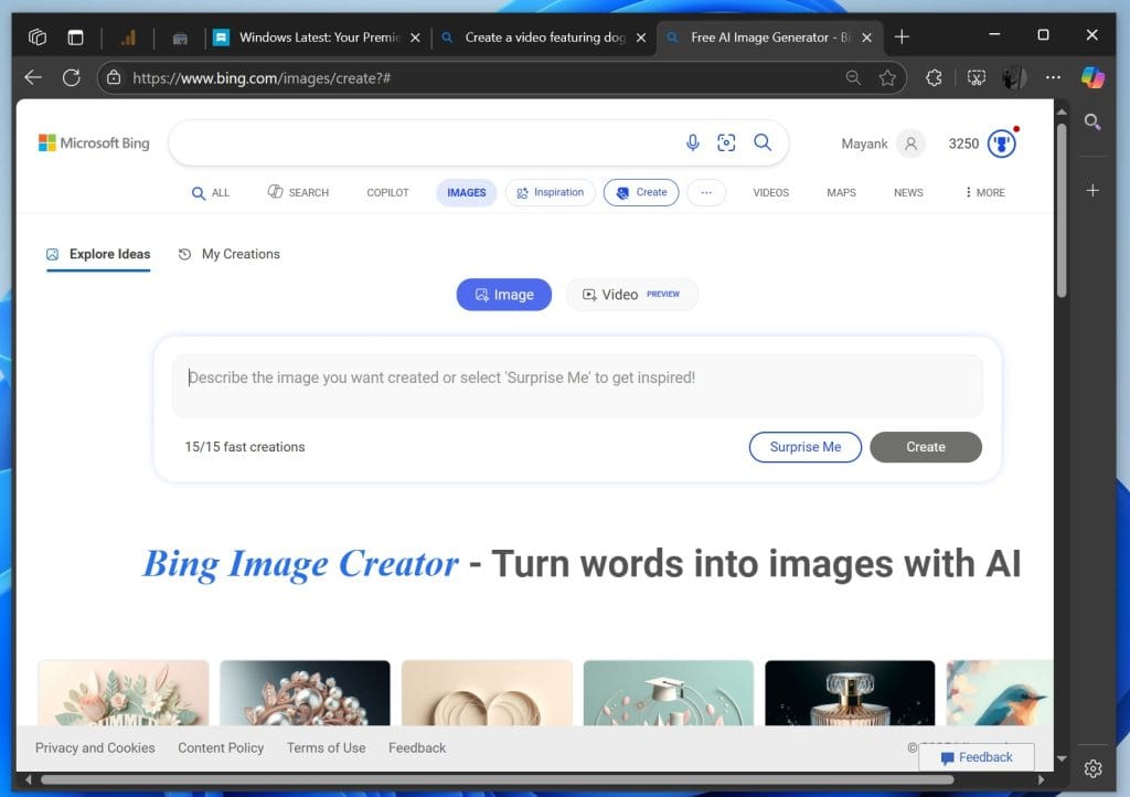 Bing Image Creator with Sora