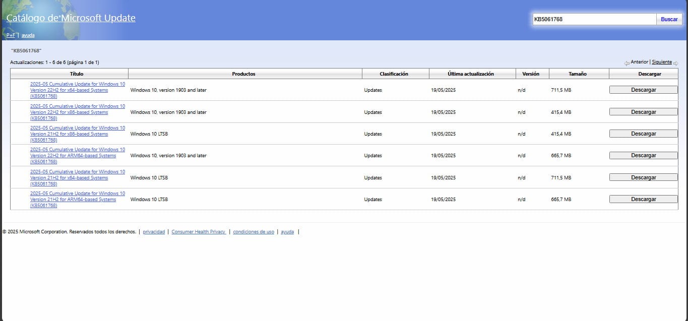Microsoft Update catalog