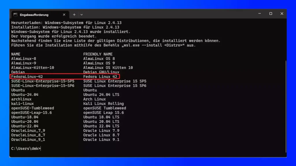 Fedora is now available in the Linux Subsystem