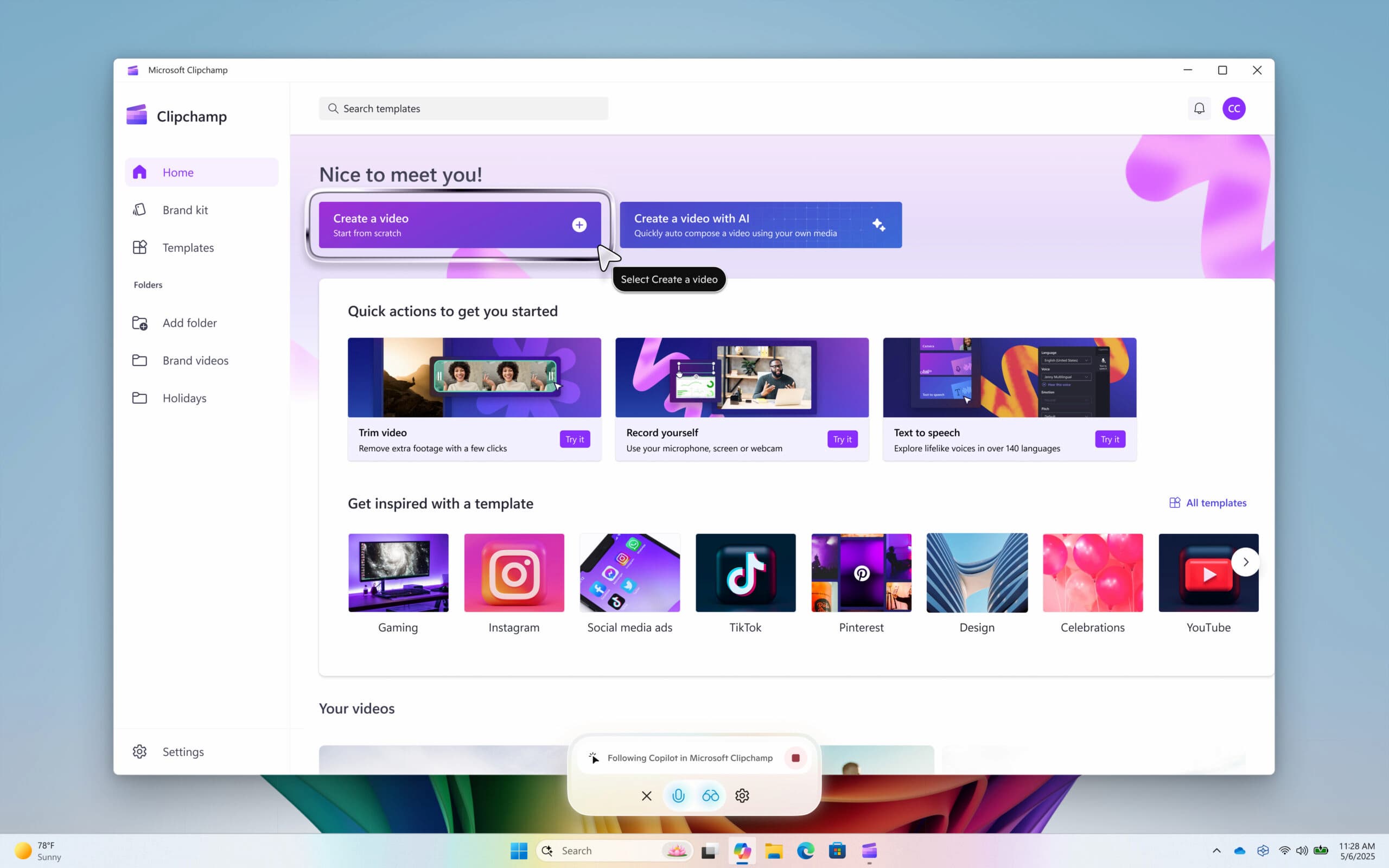 Image of Copilot's Highlights function in Clipchamp