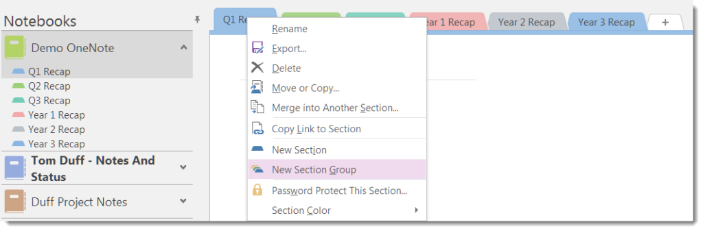 Merge Sections in OneNote