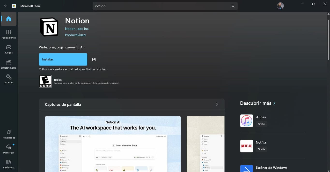 Image of Notion in Microsoft Store