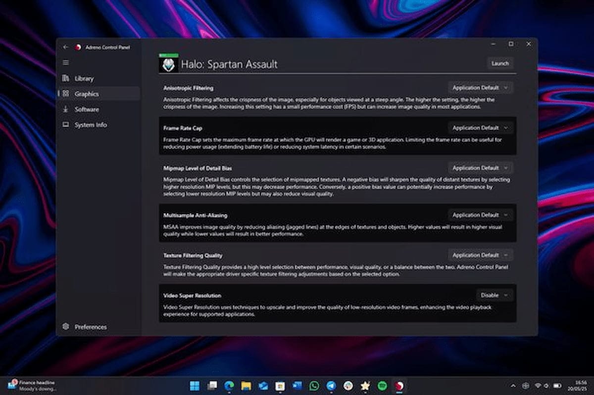 Adreno control panel image