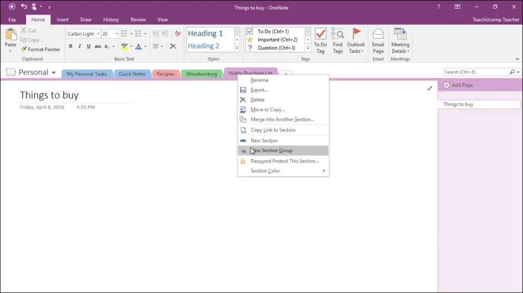 Section Group Onenote