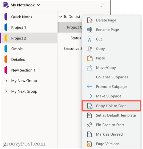Share a Section in OneNote