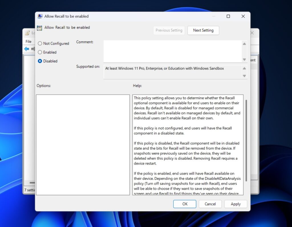 disable-recall-ai-group-policy-editor