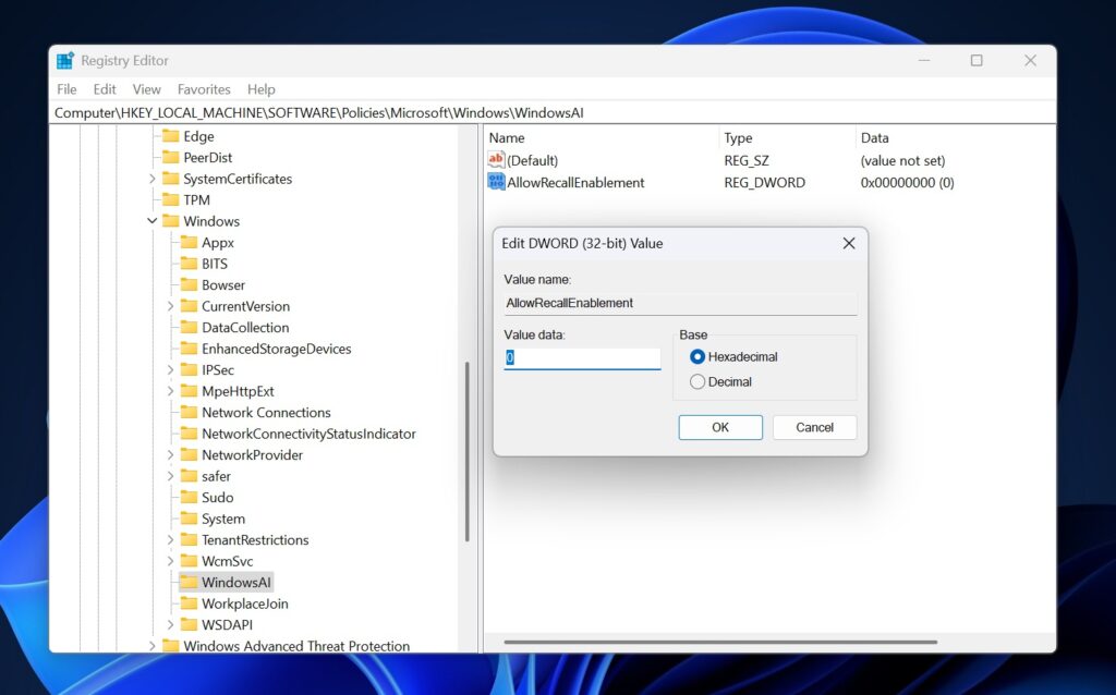 disable-recall-ai-using-registry-editor