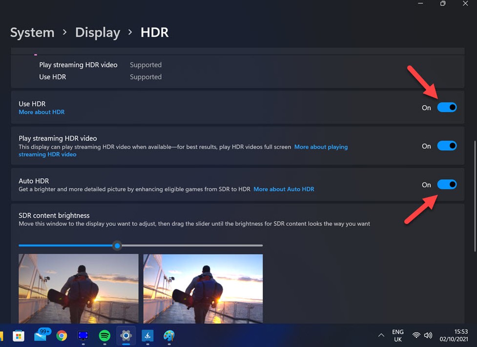 Disable HDR in Windows