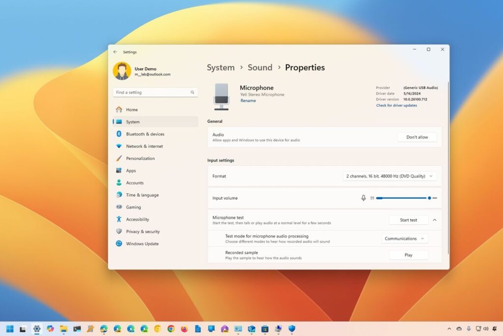 Test Audio Processing Modes in Windows 11