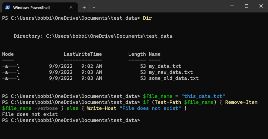 Delete File If Exists in Powershell Using Remove-Item