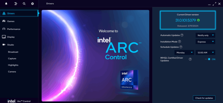 Intel Arc & Iris Xe Graphics Driver 32.0.101.7026 (WHQL) Released