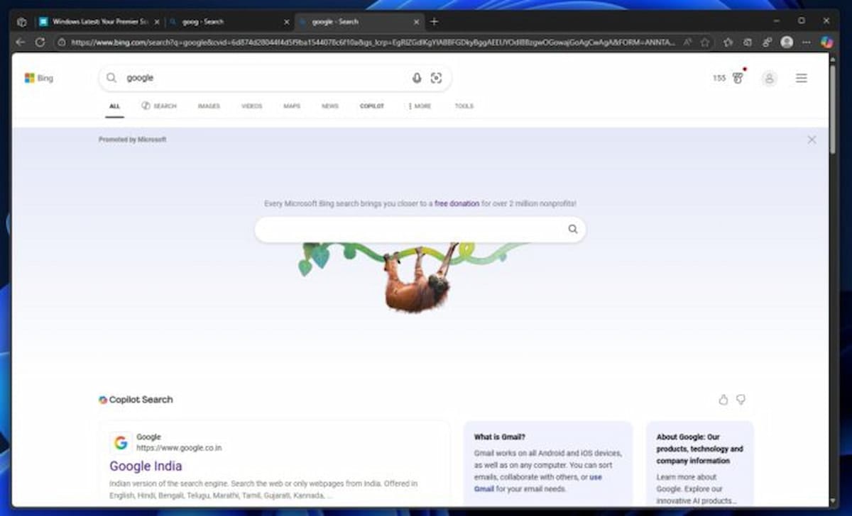 New bing interface image