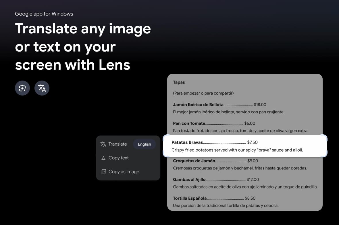 Image of the new Google app for Windows