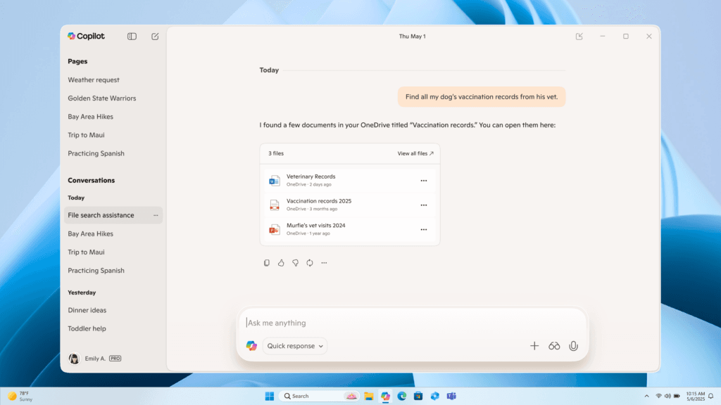 Search for Copilot in OneDrive