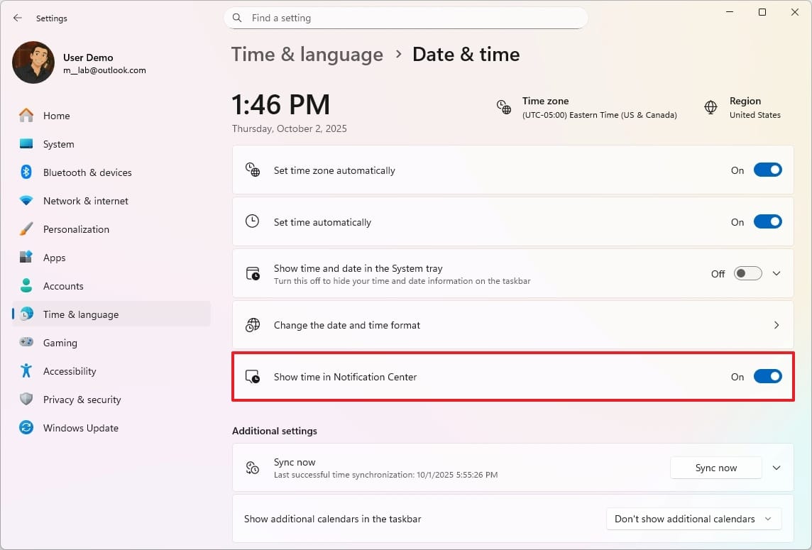 Image configuration image and date on Windows 11