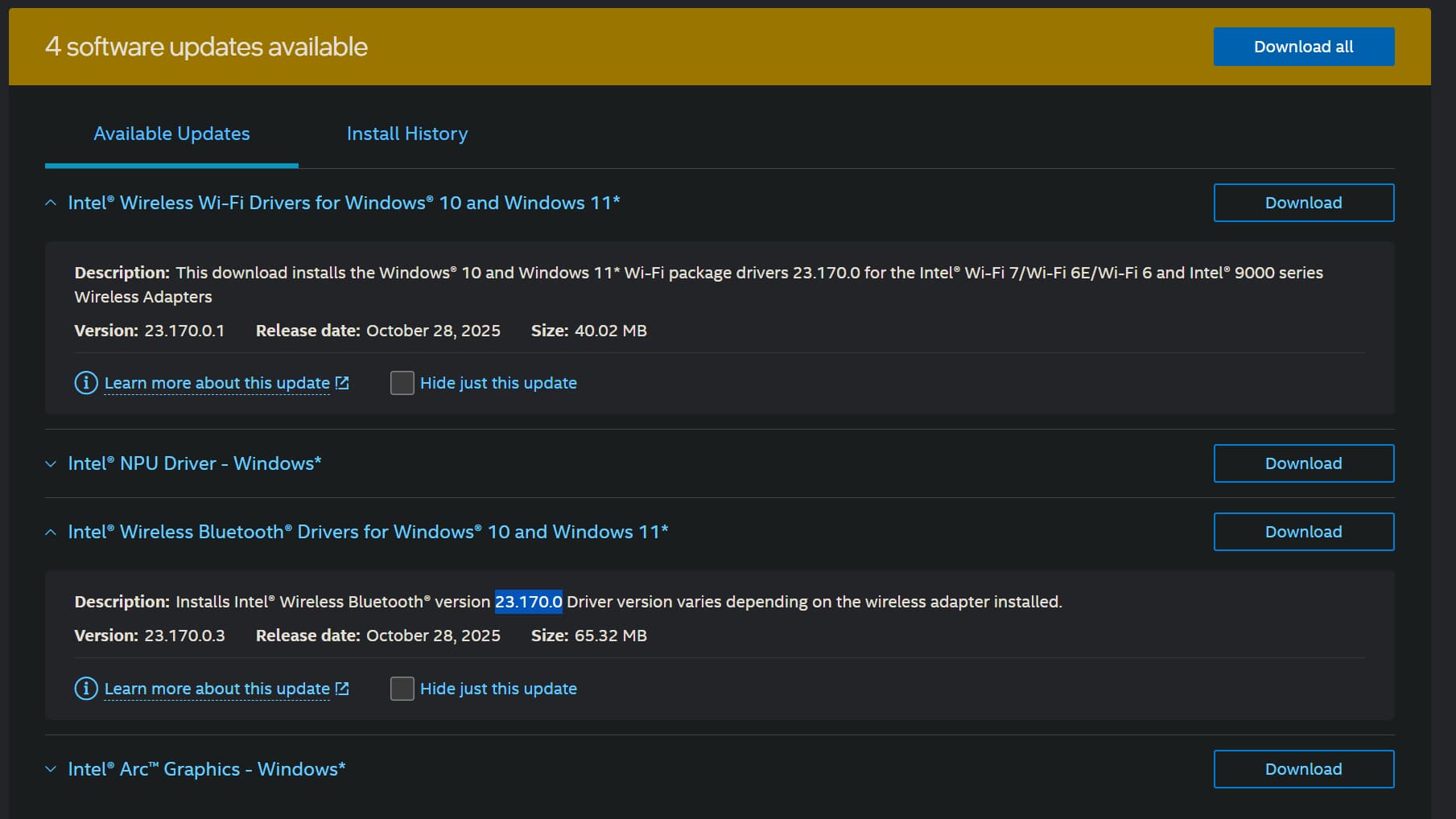 Image of Intel Driver Install Wizard