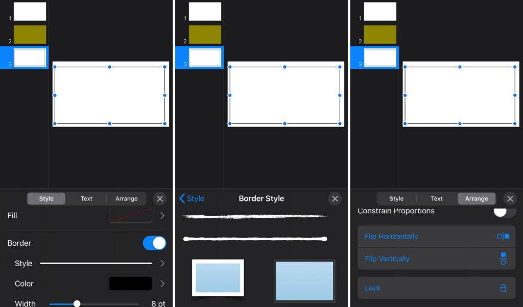 Keynote-Slide-Border-Options-iPhone