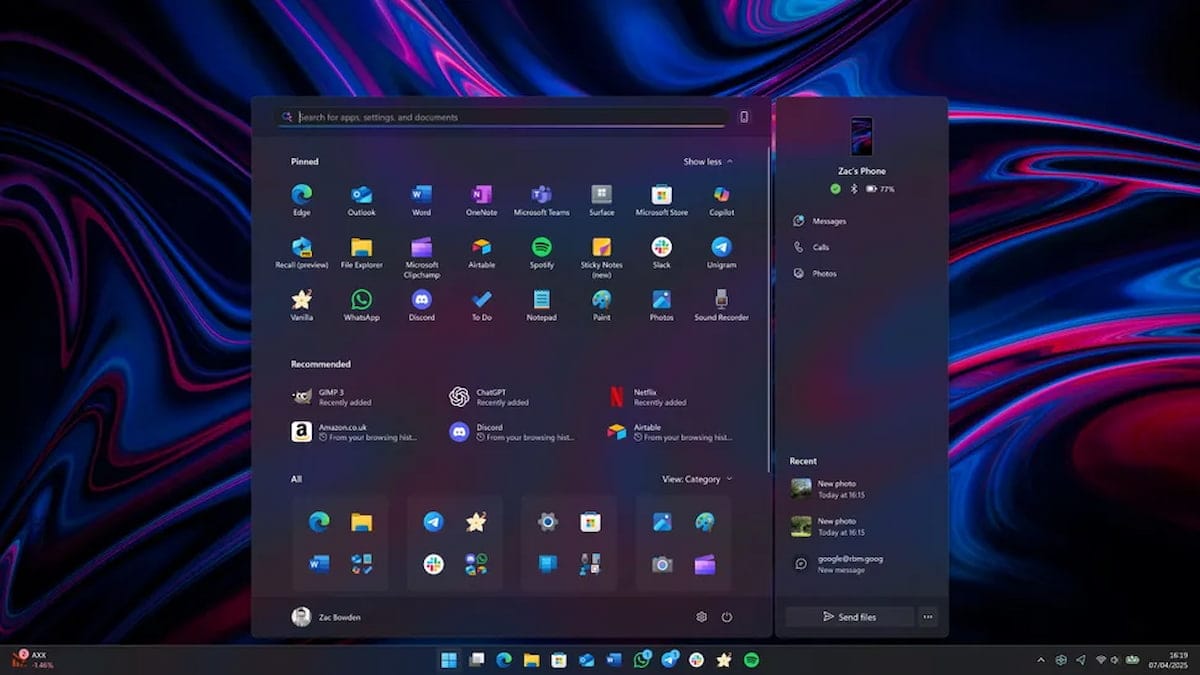 Image of the Windows 11 start menu