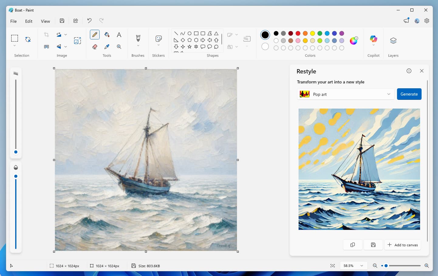 Image of the new feature coming to Paint in Windows 11