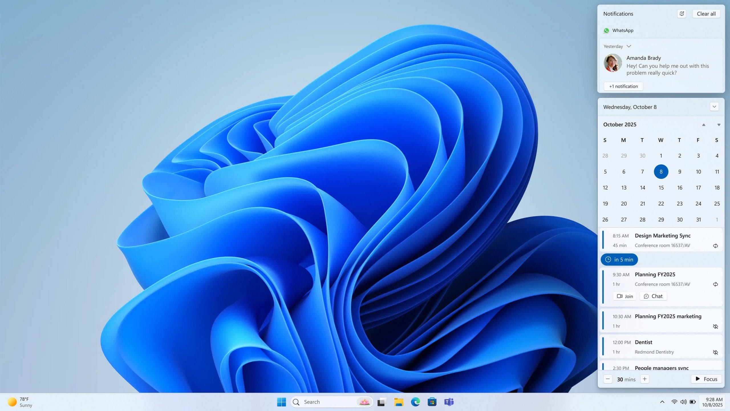 Windows 11 calendar image