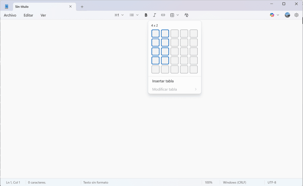 New tables in Notepad