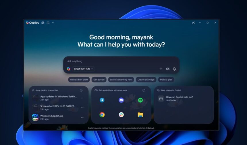Microsoft Rolls Out GPT-5.1 to Windows 11 Copilot, Adds Labs Feature