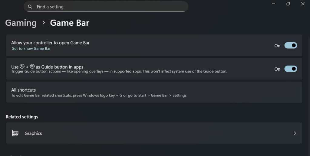 Enable Game bar