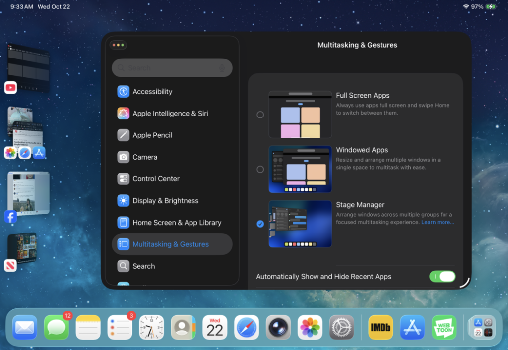 Enable Windowed Apps Mode on iPad
