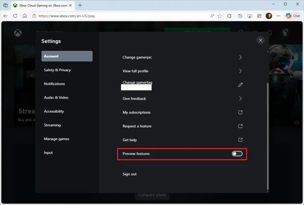 enable the new Xbox Cloud Gaming interface
