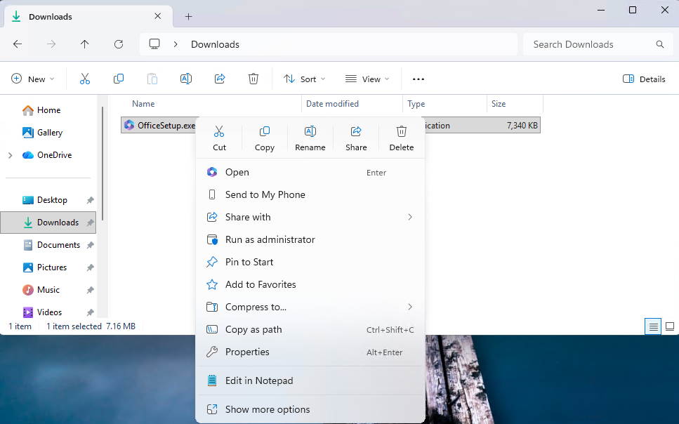 The context menu’s “Open” verb matches the icon in the default app.
