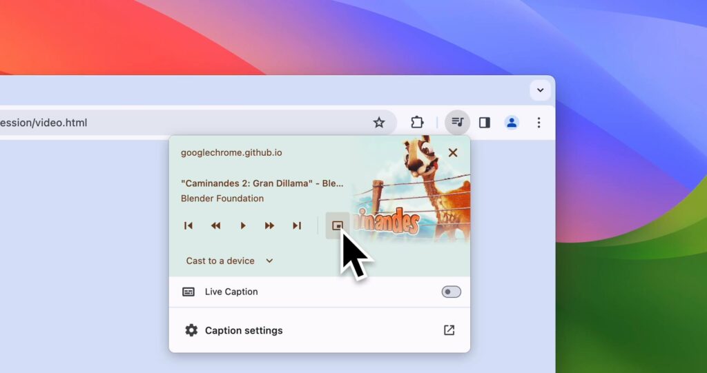 PIP Mode Google Chrome