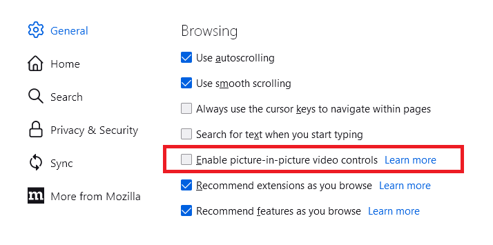Enable PIP mode in FireFox