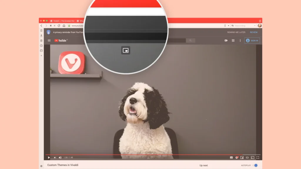Pop out Videos Vivaldi