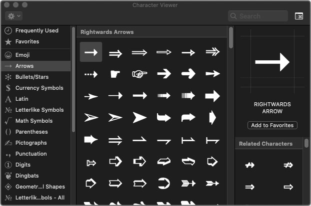 Character Viewer Mac backslash